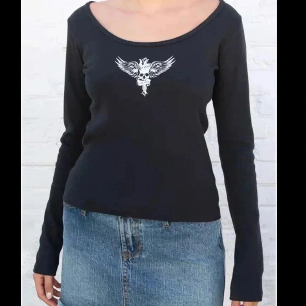 Brandy Melville Women's Black and White Long Sleeve Top